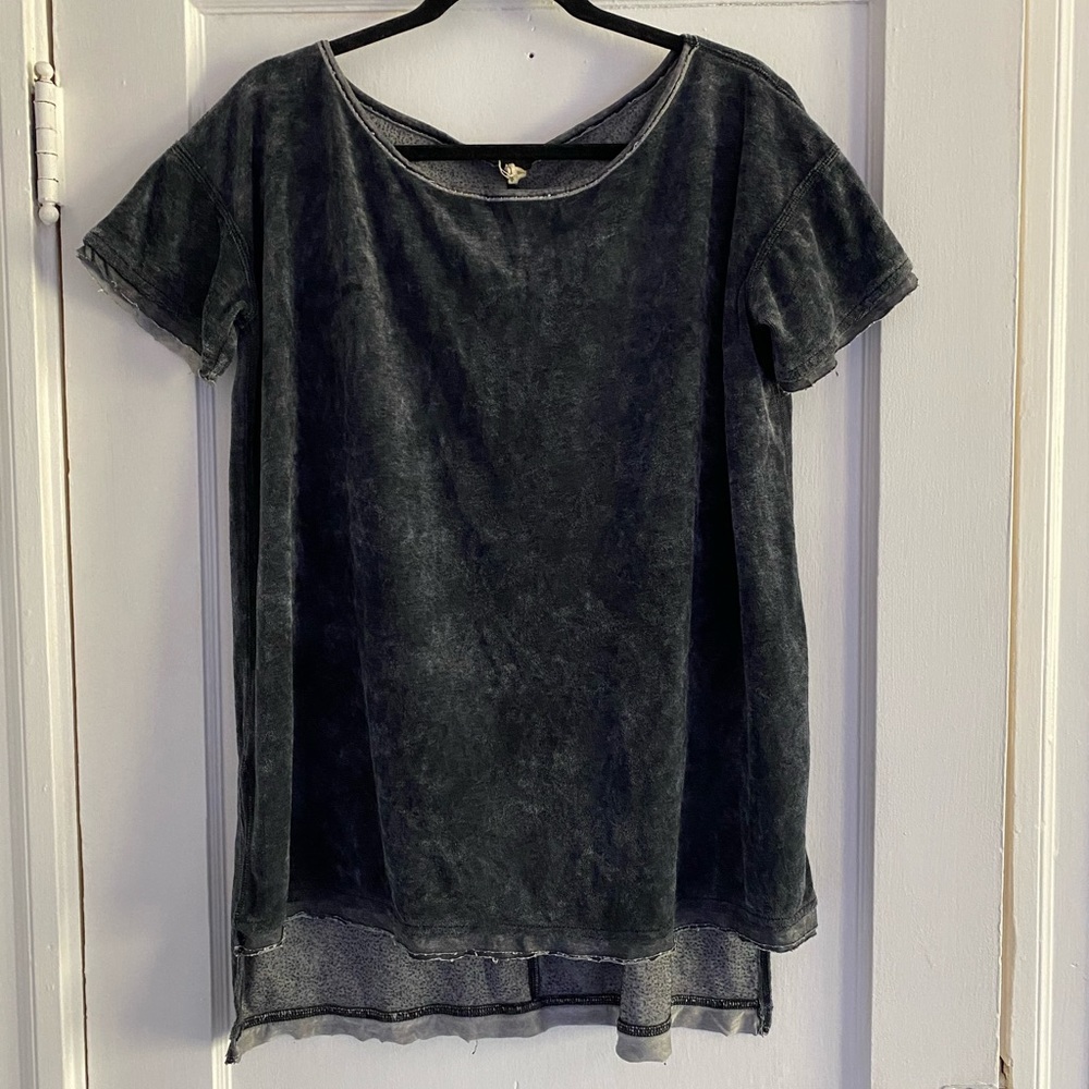 We the Free/Free People Black Velour Oversized Tee